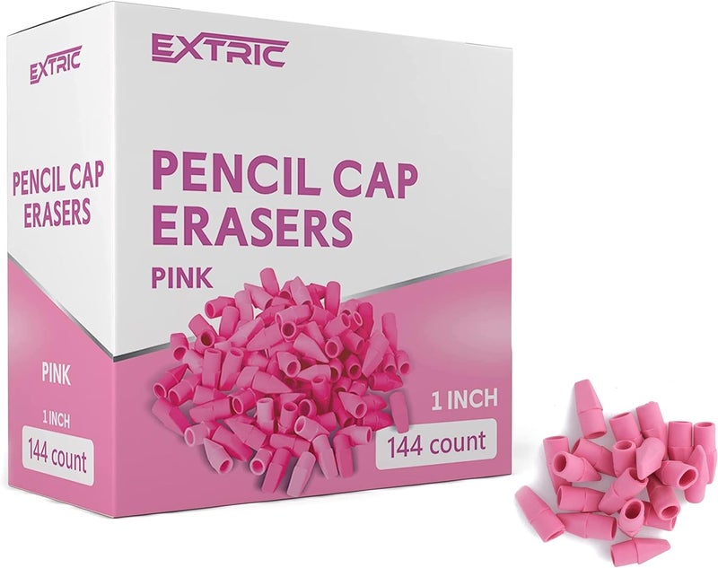 EXTRIC Pencil Top Erasers, 144 Count Pink Cap Erasers, Pink Eraser Tops, Pencil Toppers, Pencils Cap Eraser - Image 1